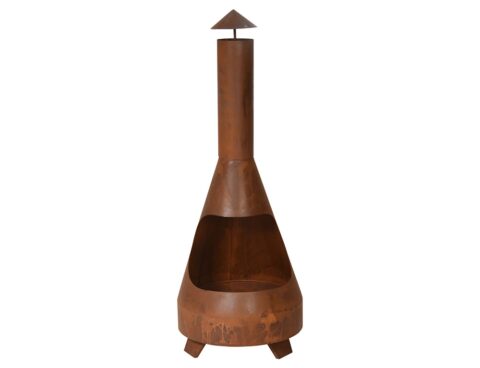 Τζάκι Εξωτερικού Χώρου Με Καμινάδα - 44X44X118Cm - Καφέ