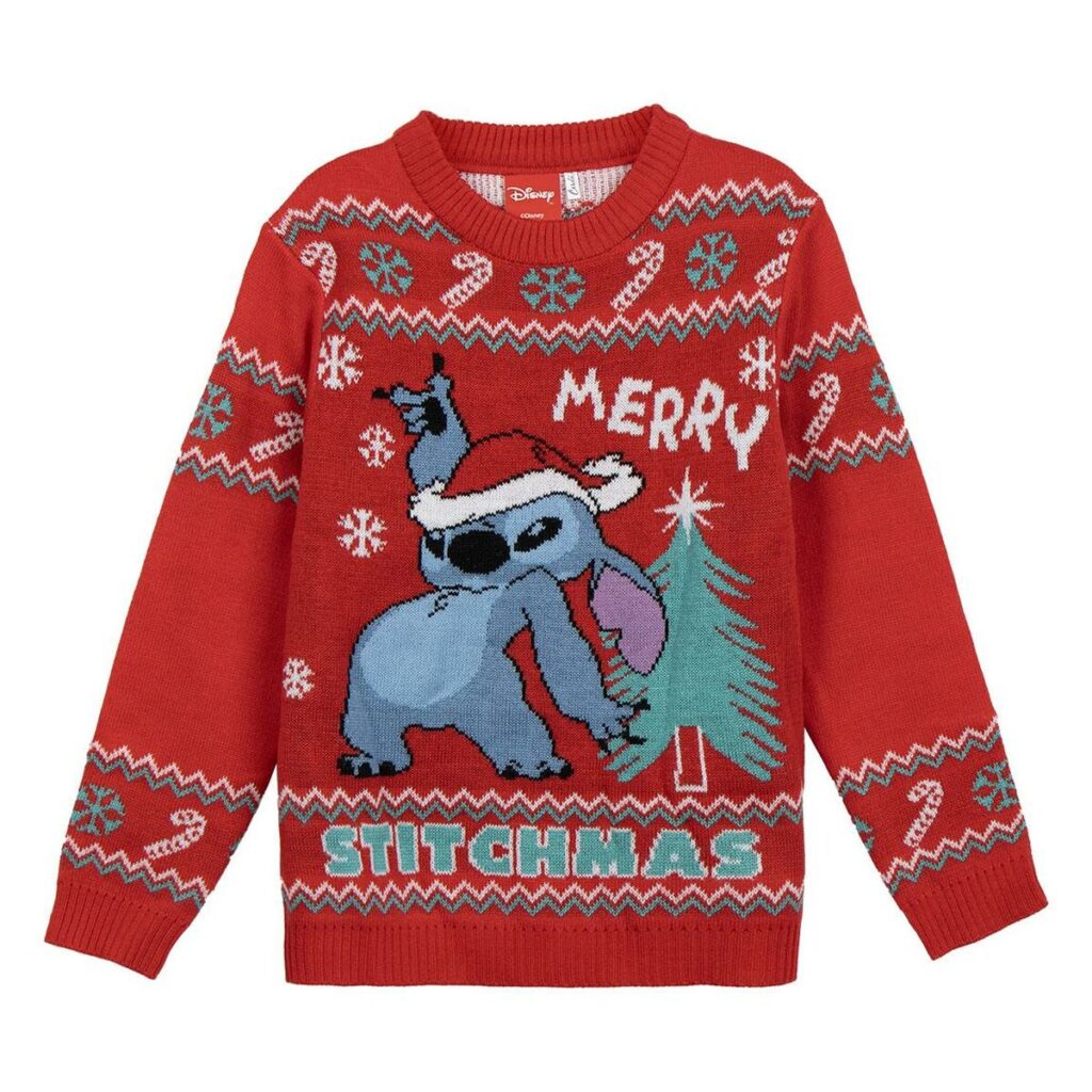 Unisex Μπλούζα Ζέρσεϊ Stitch Κόκκινο 8 Ετών