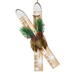 Vintage Ξύλινα Στολίδια Δέντρου  Christmas Hanger Skis Of Wood, Plastic, Brown
