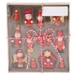 Vintage Ξύλινα Στολίδια Δέντρου  Wooden Hangdeco S12Pcs Rd (F7)