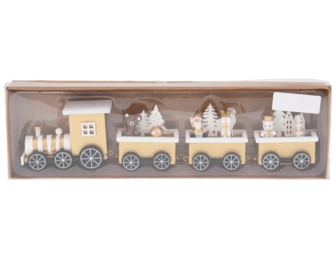 Vintage Ξύλινα Στολίδια Δέντρου  Wooden Train 31Cm Square Wagon