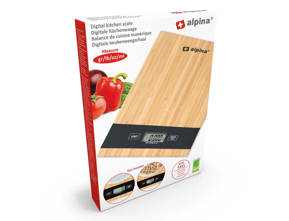 Ζυγαριές Κουζίνας  Kitchen Scale Alpina 5Kg Bamboo 220G Bmb Cb