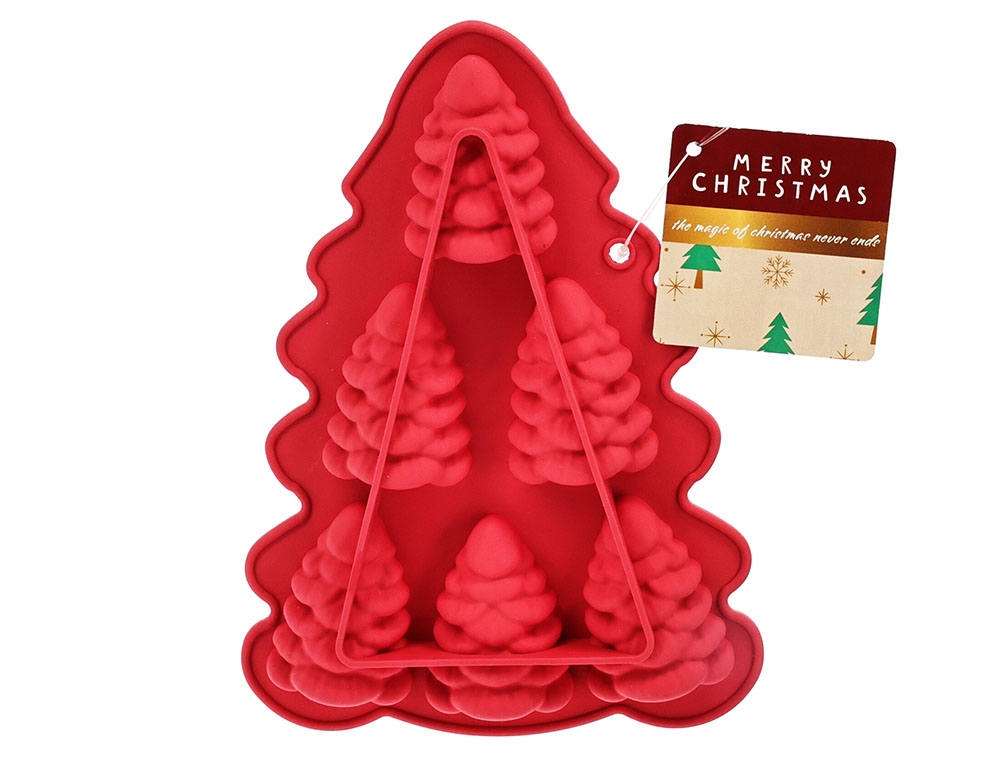 Χριστουγεννιάτικη Ζαχαροπλαστική Stand Red Cake Form Xmas Tree Des Silicone