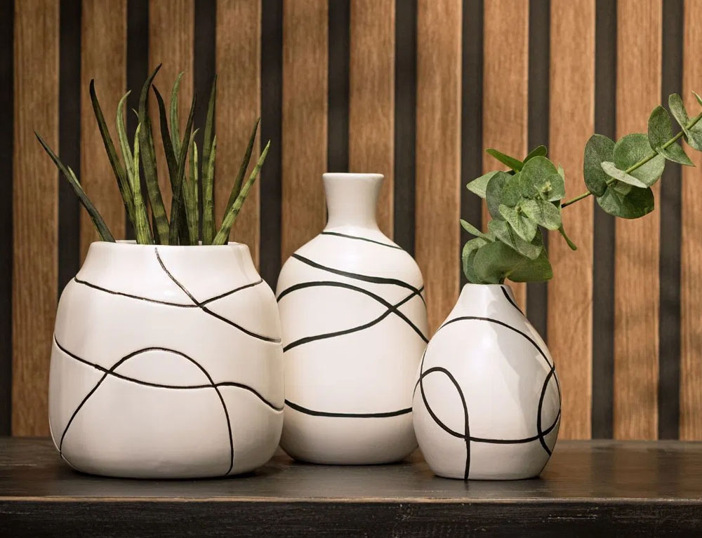 Διακόσμητικά Στοιχεία Vase Ceramic White, Black (W/H/D) 16X15X16Cm