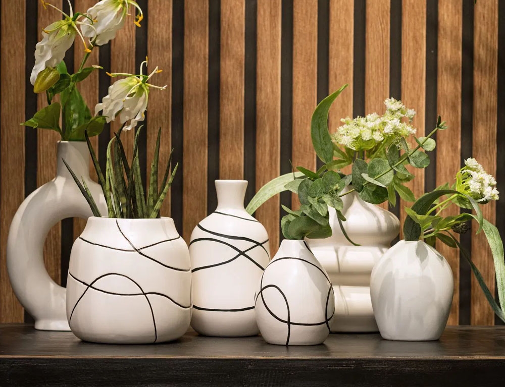 Διακόσμητικά Στοιχεία Vase Ceramic White, Black (W/H/D) 16X15X16Cm