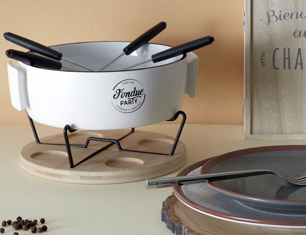 Φοντύ & Ρακλέτες Service A Fondue Chauffe Plat Et Pique X4 M4 Ka459
