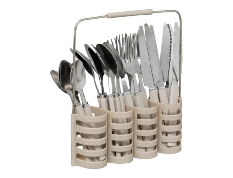 Μαχαιροπίρουνα Set Cutlery 24P Geo + Rc Beige Secret_De_Gourmet 1