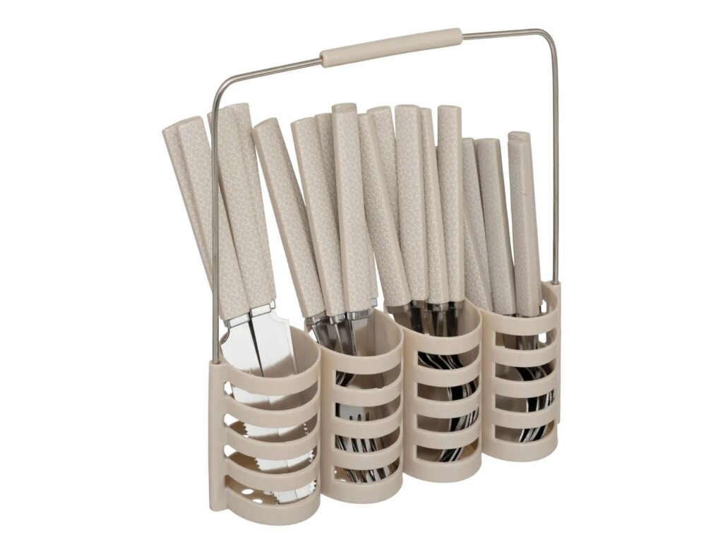 Μαχαιροπίρουνα Set Cutlery 24P Geo + Rc Beige Secret_De_Gourmet 1