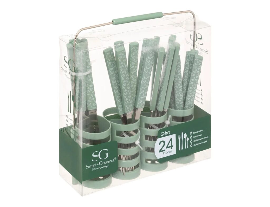 Μαχαιροπίρουνα Set Cutlery 24P Geo + Rc Green Secret_De_Gourmet 1