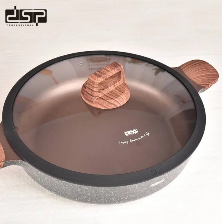 Ρηχή κατσαρόλα αντικολλητική με καπάκι - 3.9L - CA004-BS28-Black - DSP - 563776
