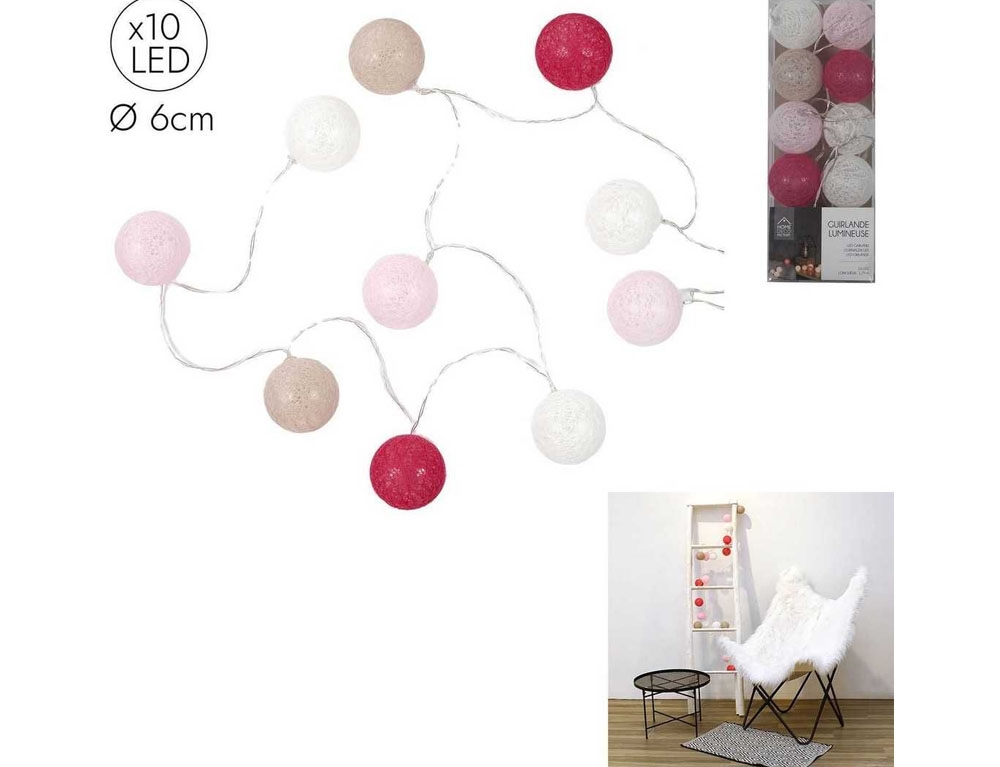 Διακοσμητικές Γιρλάντες Led 10 Led Ball String Lights Pinktaupe Shades La10064