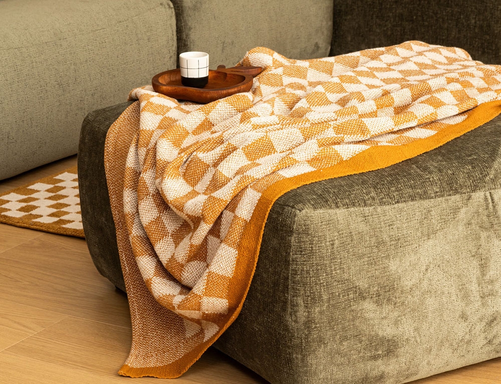 Κουβέρτες & Ριχτάρια Throw Knit Checked Cor 130X180 Atmosphera 204456