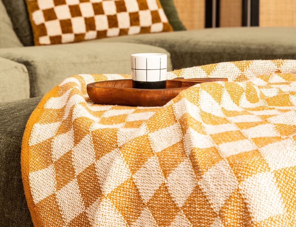 Κουβέρτες & Ριχτάρια Throw Knit Checked Cor 130X180 Atmosphera 204456