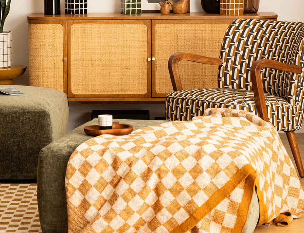 Κουβέρτες & Ριχτάρια Throw Knit Checked Cor 130X180 Atmosphera 204456