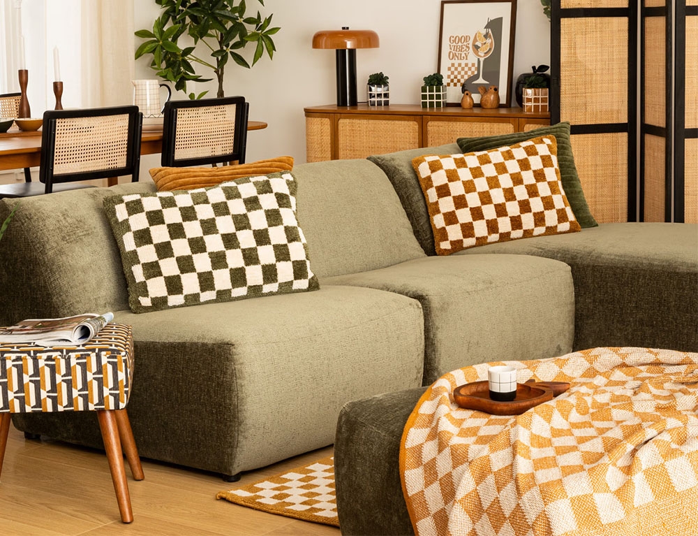Κουβέρτες & Ριχτάρια Throw Knit Checked Cor 130X180 Atmosphera 204456