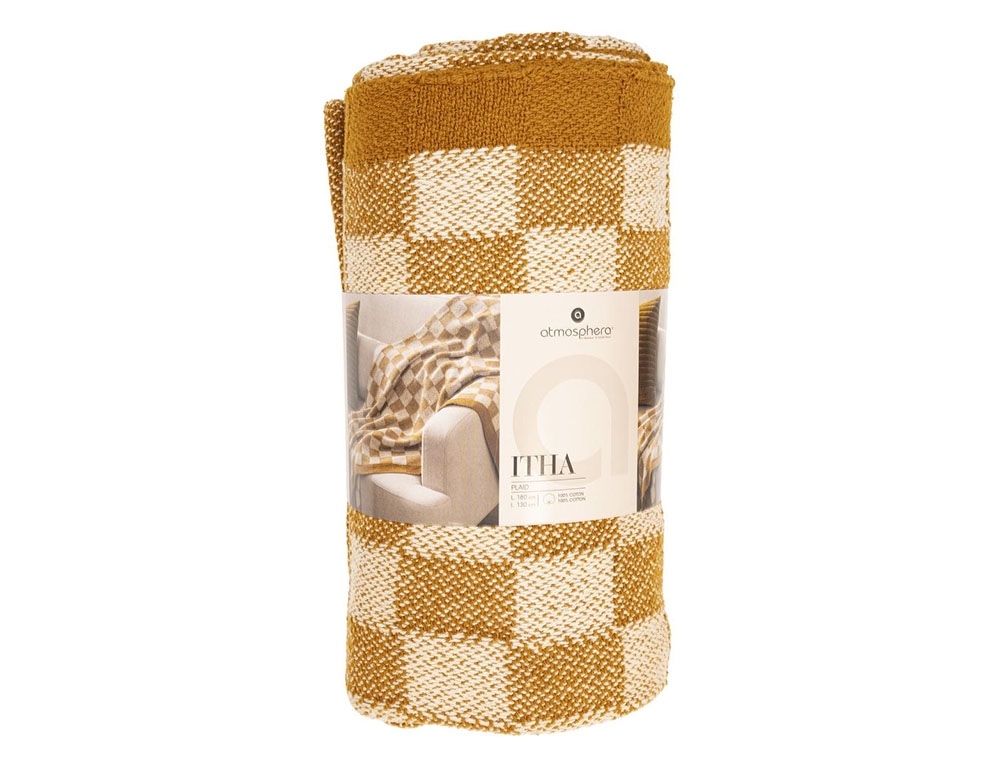 Κουβέρτες & Ριχτάρια Throw Knit Checked Cor 130X180 Atmosphera 204456