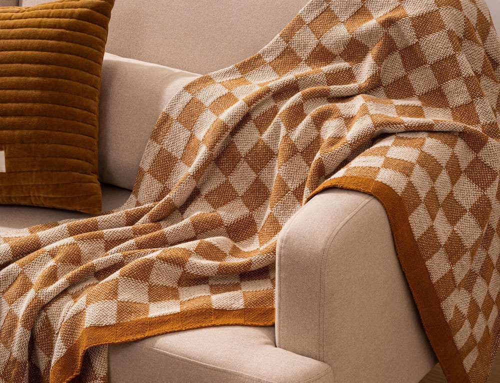 Κουβέρτες & Ριχτάρια Throw Knit Checked Cor 130X180 Atmosphera 204456