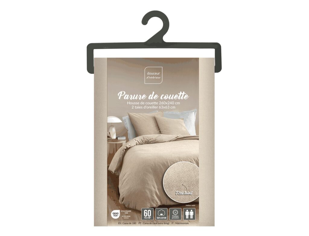 Σετ Παπλωματοθήκη-Μαξιλαροθήκη Meline Douceur D'intérieur - 240X260Cm - 3 Τμχ