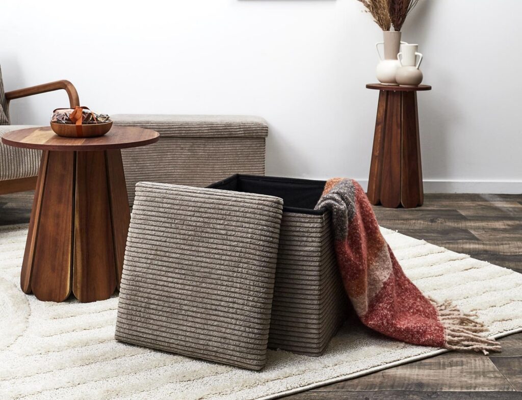 Σκαμπό & Πουφ Coffre Pouf Pliable Cotele Scott Taupe M4 Hd0274Dm