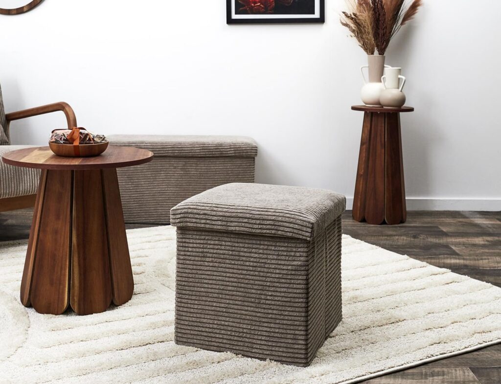 Σκαμπό & Πουφ Coffre Pouf Pliable Cotele Scott Taupe M4 Hd0274Dm