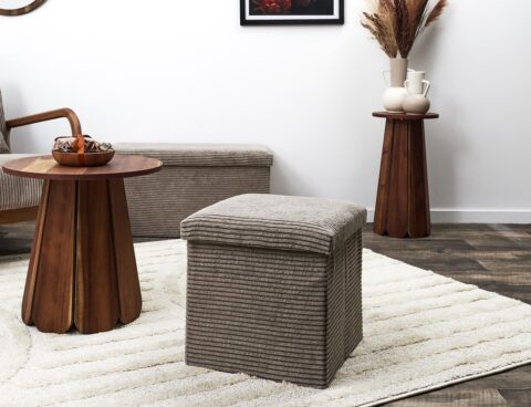 Σκαμπό & Πουφ Coffre Pouf Pliable Cotele Scott Taupe M4 Hd0274Dm