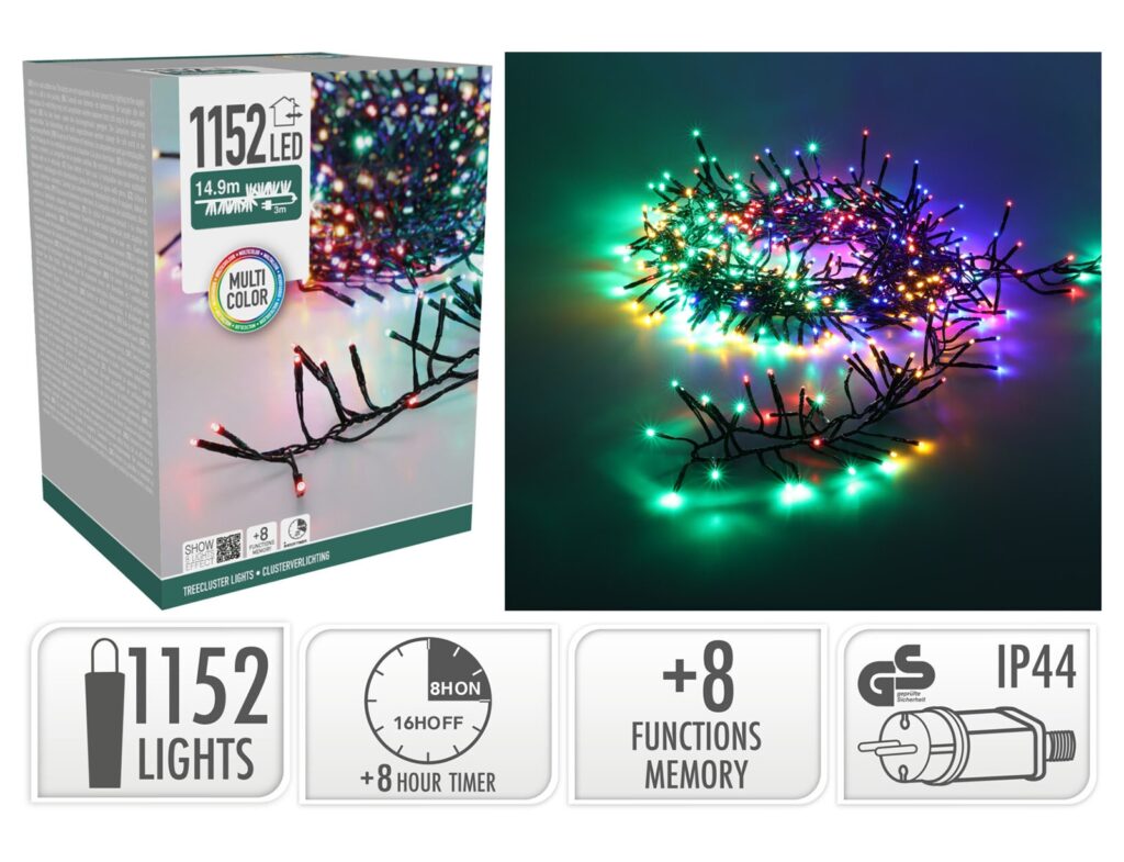 1152 Led Φωτάκια - 14.9 Μέτρα - Χρονοδιακόπτης - Πολύχρωμο