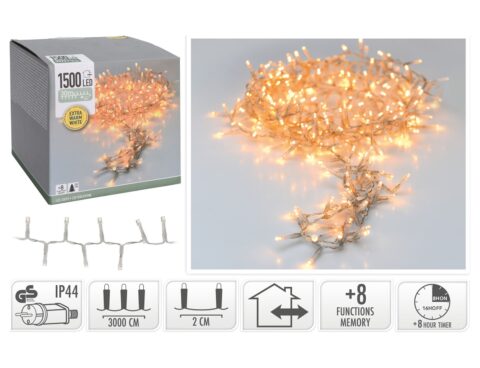 1500 Led Φωτάκια - 30 Μέτρα - Χρονοδιακόπτης - Extra Θερμό Λευκό