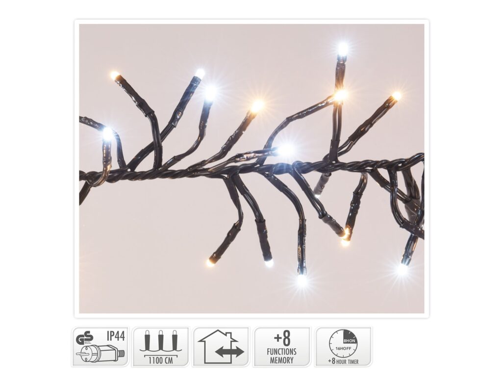 1512 Led Φωτάκια - 11 Μέτρα - Χρονοδιακόπτης - Λευκό, Θερμό Λευκό