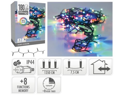 180 Led Φωτάκια - 13.5 Μέτρα - Χρονοδιακόπτης - Πολύχρωμο