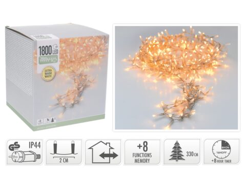 1800 Led Φωτάκια - 36 Μέτρα - Χρονοδιακόπτης - Extra Θερμό Λευκό