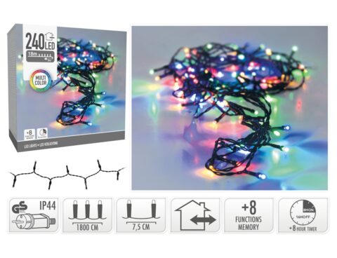 240 Led Φωτάκια - 18 Μέτρα - Χρονοδιακόπτης - Πολύχρωμο