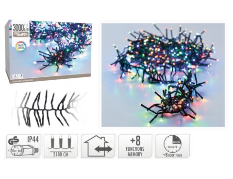 3000 Led Φωτάκια - 21.8 Μέτρα - Χρονοδιακόπτης - Πολύχρωμο