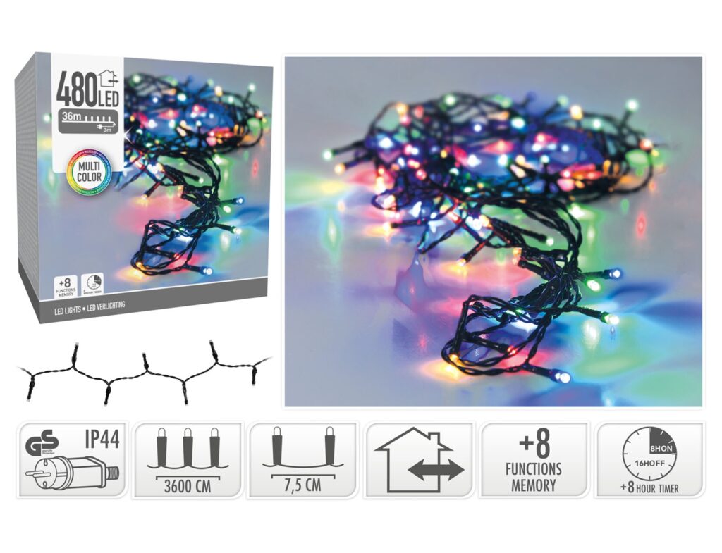 480 Led Φωτάκια - 36 Μέτρα - Χρονοδιακόπτης - Πολύχρωμο