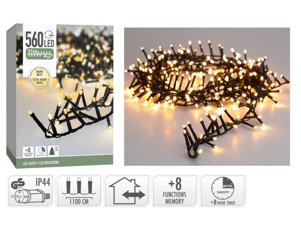 560 Led Φωτάκια - 11 Μέτρα - Χρονοδιακόπτης - Extra Θερμό Λευκό