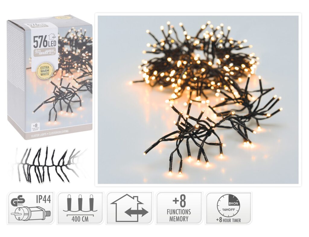576 Led Φωτάκια - 4 Μέτρα - Χρονοδιακόπτης - Extra Θερμό Λευκό