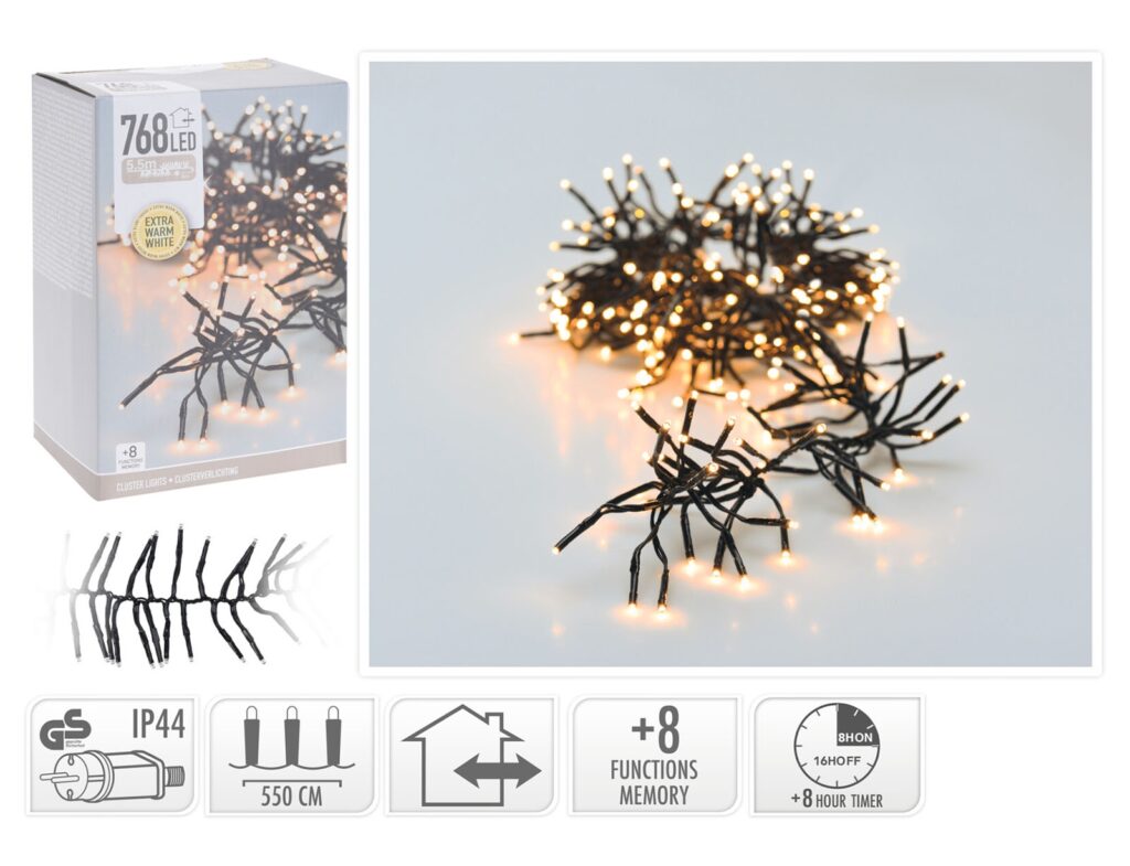 768 Led Φωτάκια - 5.5 Μέτρα - Χρονοδιακόπτης - Extra Θερμό Λευκό