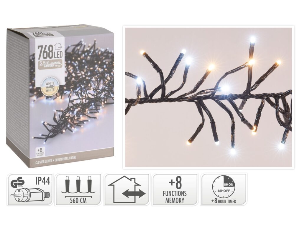 768 Led Φωτάκια - 5.6 Μέτρα - Χρονοδιακόπτης - Λευκό, Θερμό Λευκό