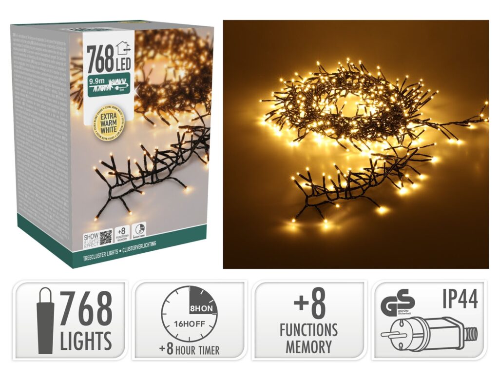 768 Led Φωτάκια - 9.9 Μέτρα - Χρονοδιακόπτης - Θερμό Λευκό