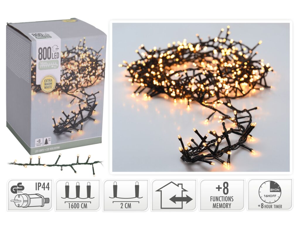 800 Led Φωτάκια - 16 Μέτρα - Χρονοδιακόπτης - Θερμό Λευκό