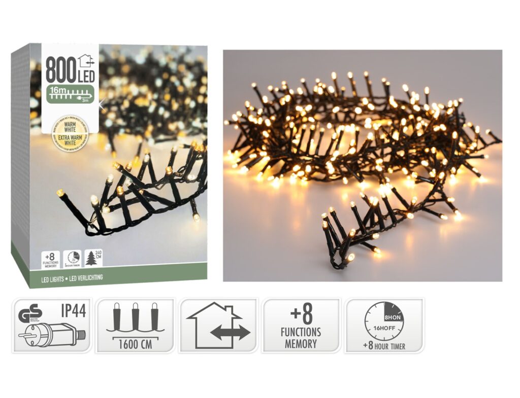 800 Led Φωτάκια - 16 Μέτρα - Χρονοδιακόπτης - Θερμό Λευκό
