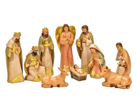 Χριστουγεννιάτικες Φιγούρες Crib Set Of 10, Made Of Poly Colorful (H) 4-15Cm