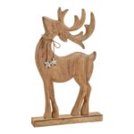 Διακόσμηση & Deco Σε Εορταστικό Πνεύμα Deer With Metal Star Hanger Made Of Wood Brown