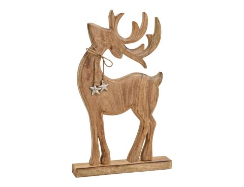 Διακόσμηση & Deco Σε Εορταστικό Πνεύμα Deer With Metal Star Hanger Made Of Wood Brown