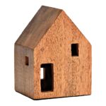 Διακόσμηση & Deco Σε Εορταστικό Πνεύμα House Made Of Mango Wood Brown (W/H/D) 9X12X8Cm