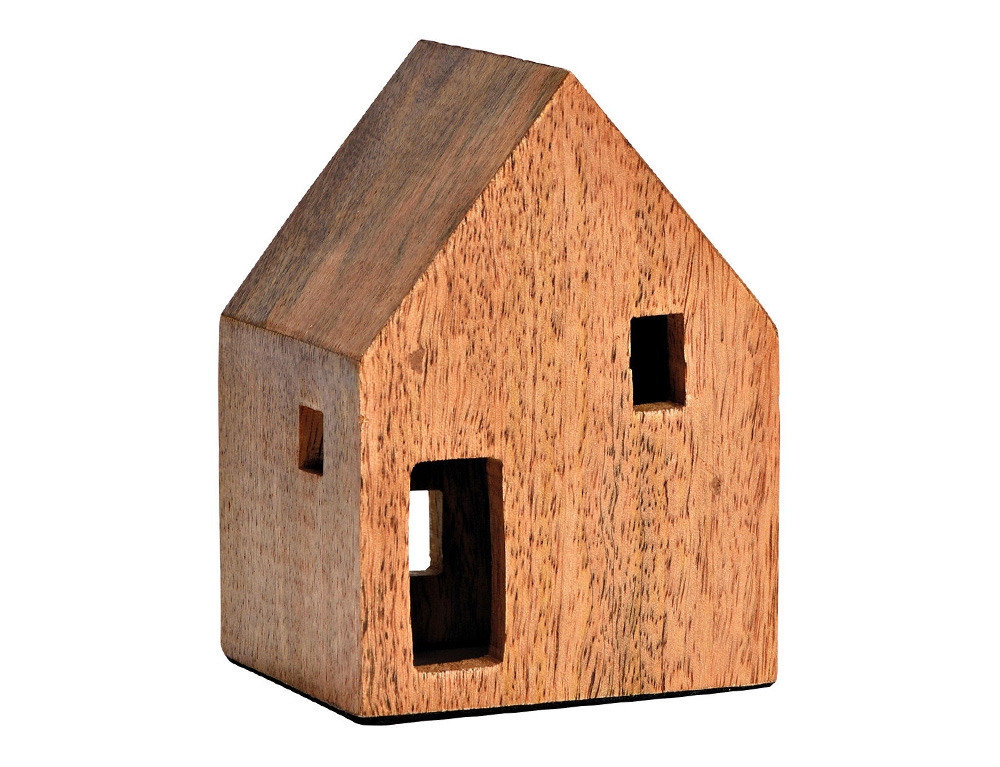 Διακόσμηση & Deco Σε Εορταστικό Πνεύμα House Made Of Mango Wood Brown (W/H/D) 9X12X8Cm