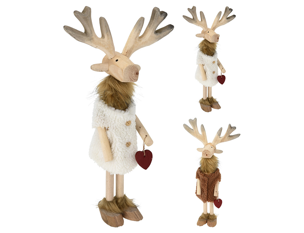 Διακόσμηση & Deco Σε Εορταστικό Πνεύμα Reindeer In Jacket 49Cm 2Ass Yzb004470