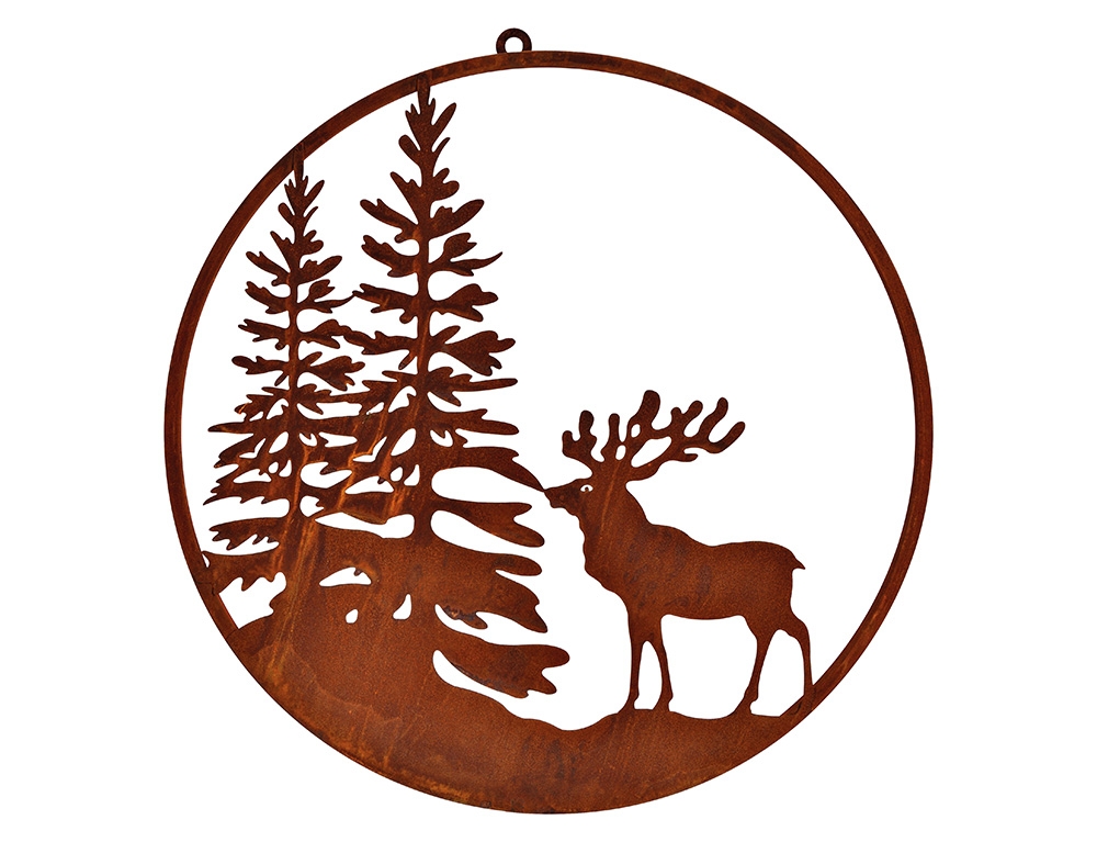 Διακόσμηση & Deco Σε Εορταστικό Πνεύμα Wall Hanger Winter Forest Deer Decor Rusty Finish,