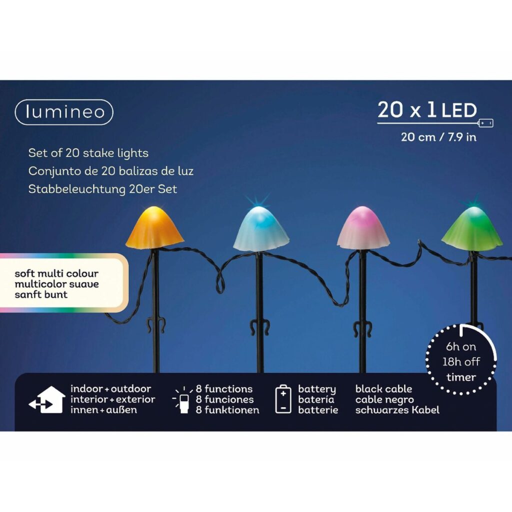 Διακοσμητικό φως για φυτά Lumineo 491763 Πολύχρωμο Mini Μανιτάρι (20 Μονάδες)