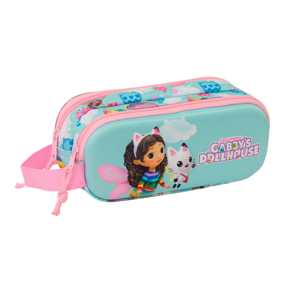 Διπλή Κασετίνα Gabby's Dollhouse Ροζ Sky μπλε 21 x 8 x 6 cm 3D