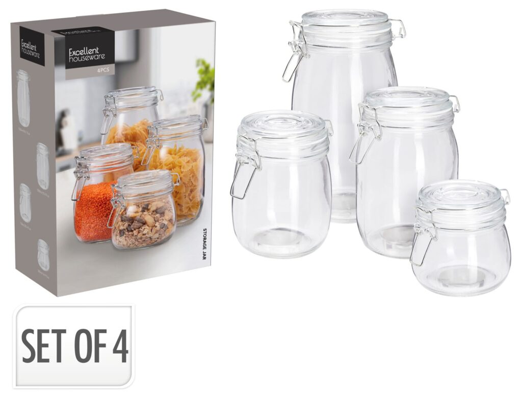 Δοχεία Τροφίμων Storage Jar Glass Set Of 4Pcs Cd4000300